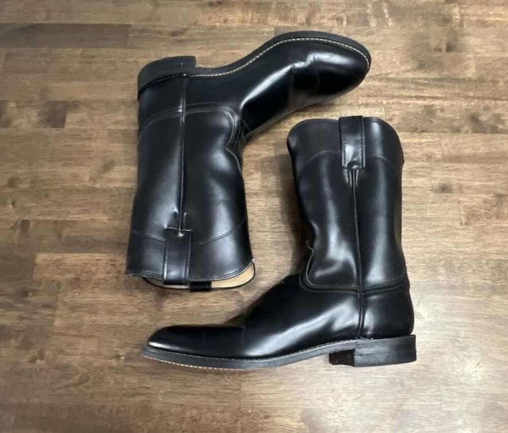 Justin Roper Black Leather Cowboy Western Boots Size 9.5 D